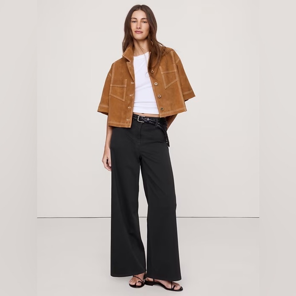 NEW! Banana Republic High-Rise Wide-Leg Lightweight Stretch-Cotton Pant🔹
